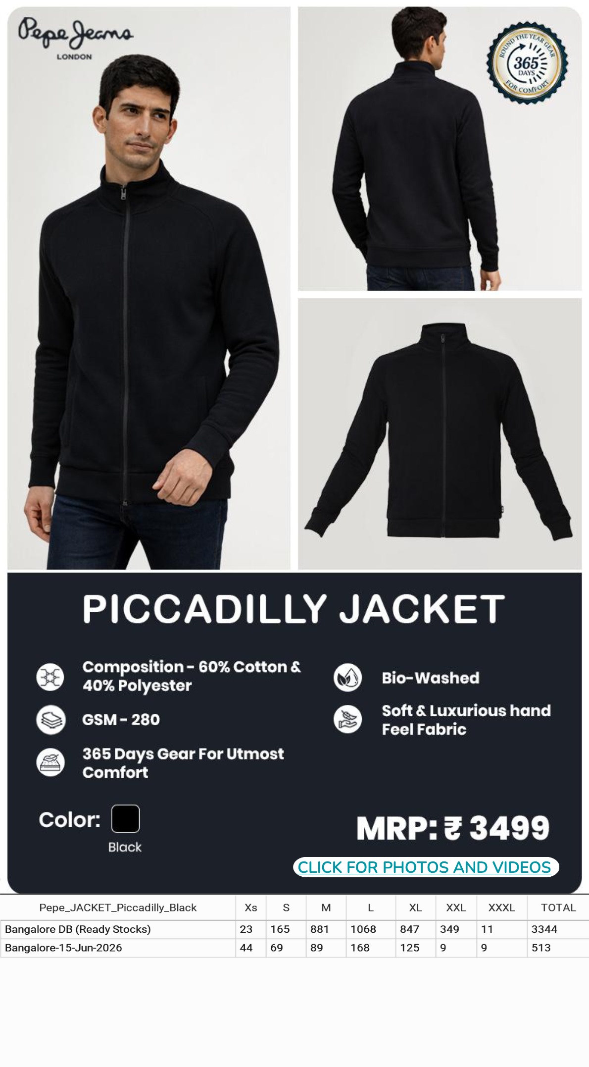 CGB1253 CGB-2026-PEPE JEANS-PICCADILLY JACKET BLACK - Image 1