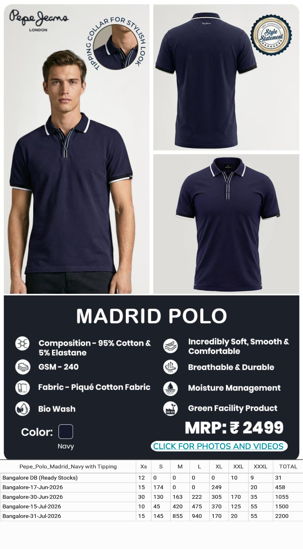 CGB1265 CGB-2026-PEPE JEANS-MADRID POLO NAVY - Image 1