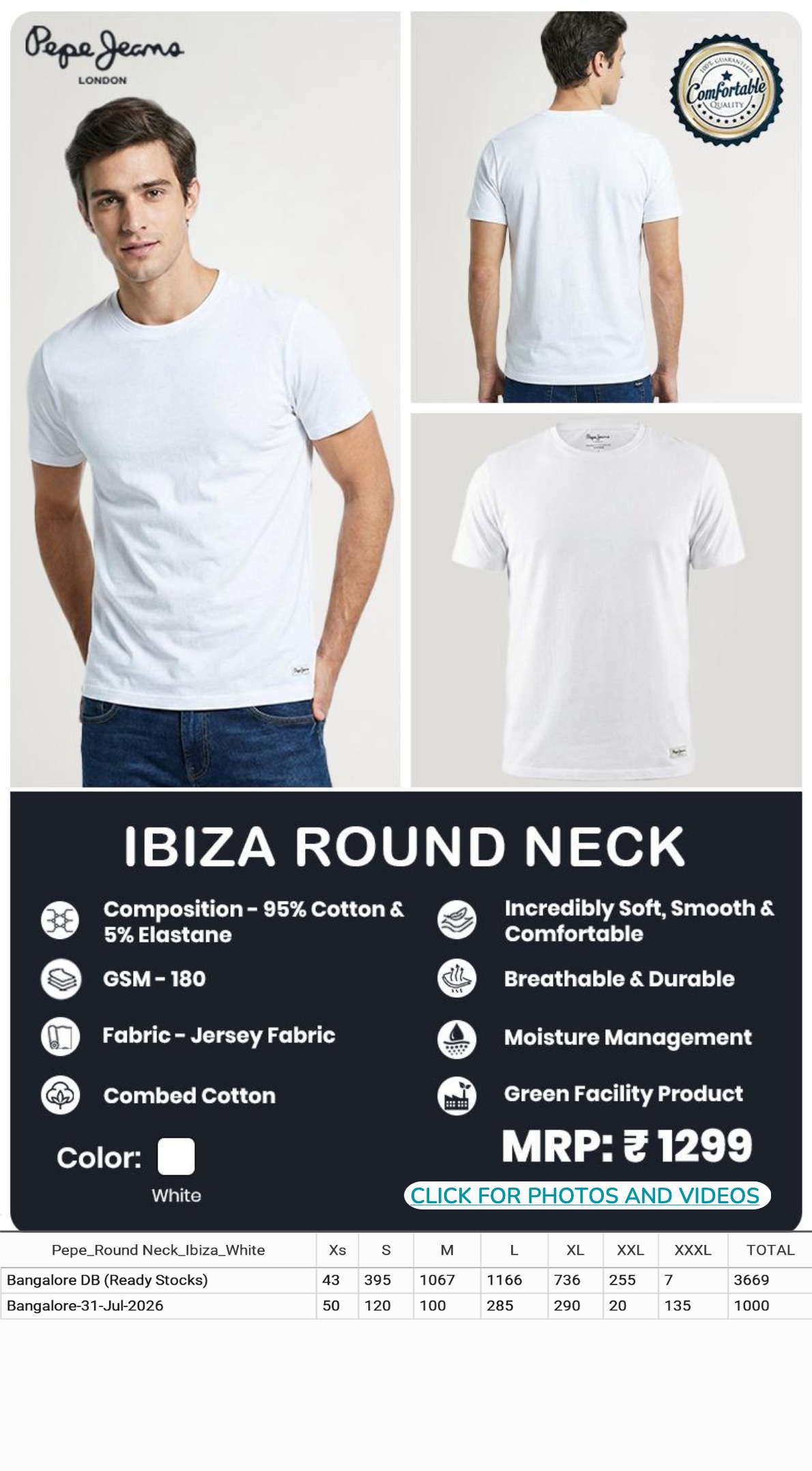CGB1267 CGB-2026-PEPE JEANS-IBIZA ROUND NECK WHITE - Image 1