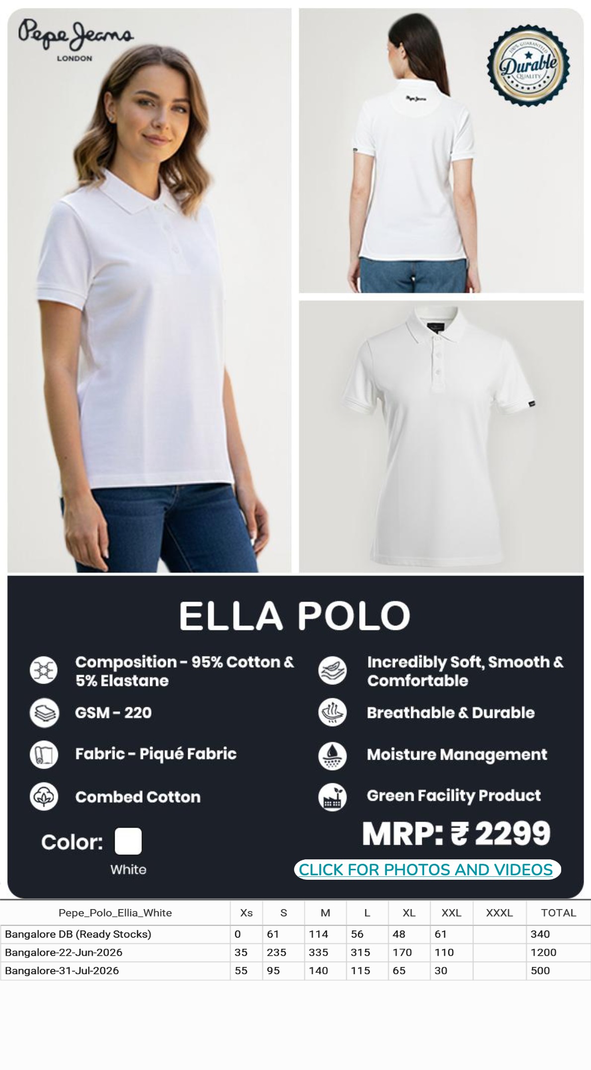 CGB1271 CGB-2026-PEPE JEANS-ELLA POLO WHITE - Image 1