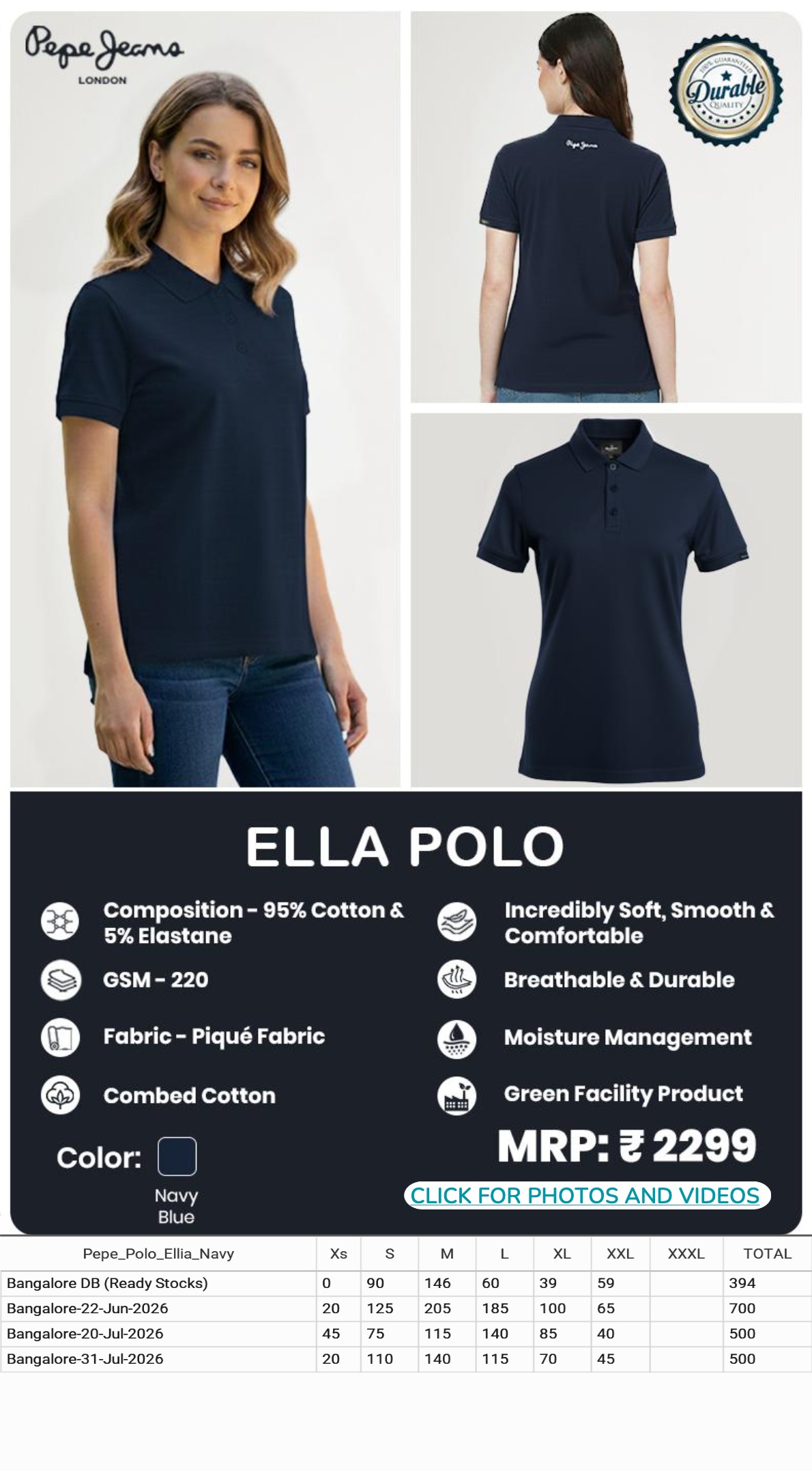 CGB1272 CGB-2026-PEPE JEANS-ELLA POLO NAVY BLUE - Image 1