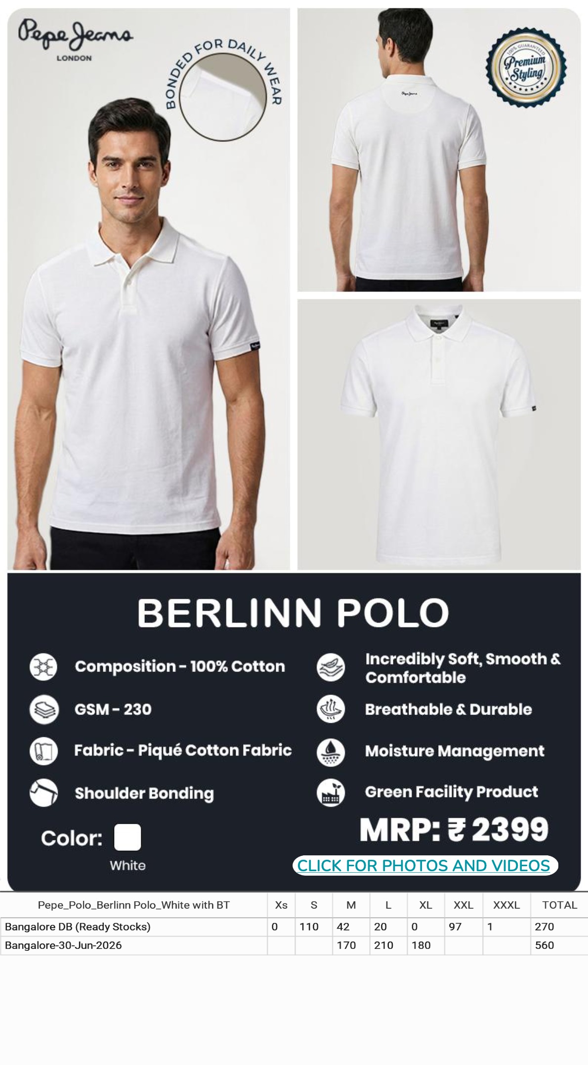 CGB1280 CGB-2026-PEPE JEANS-BERLIN POLO WHITE - Image 1