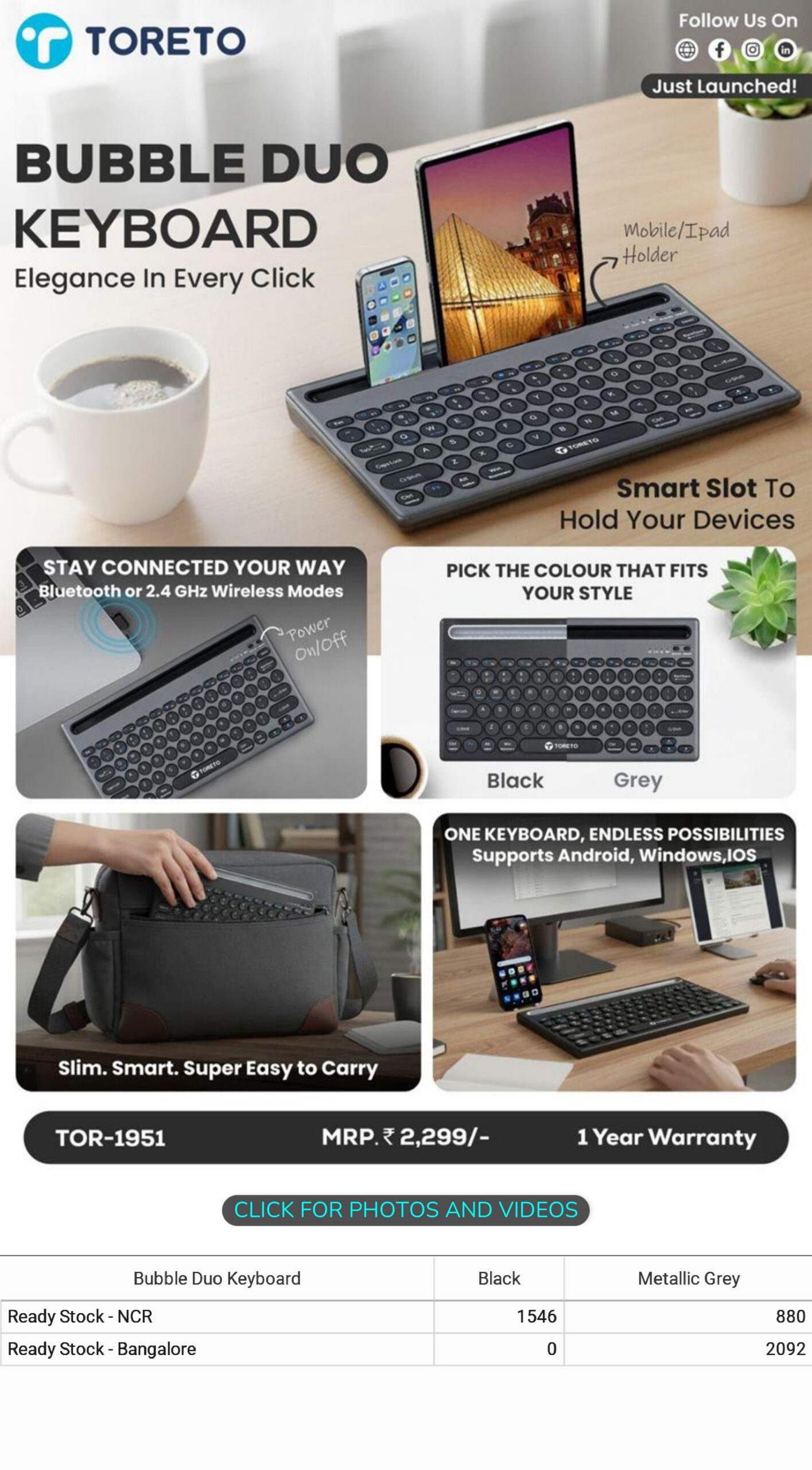 CGB3033 CGB-2026-TORETO-BUBBLE DUO KEYBOARD - Image 1
