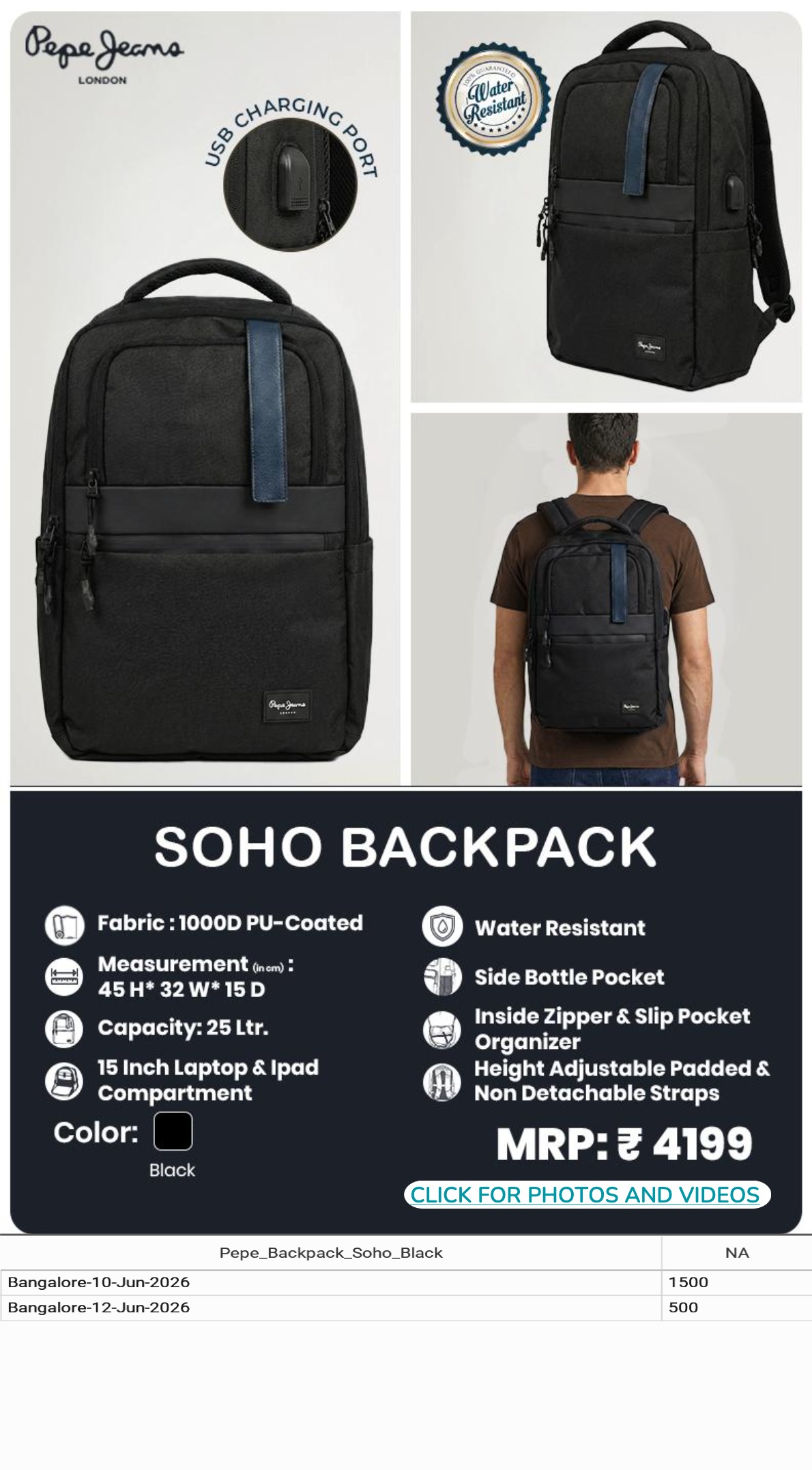 CGB462 CGB-2026-PEPE JEANS-SOHO BACKPACK - Image 1